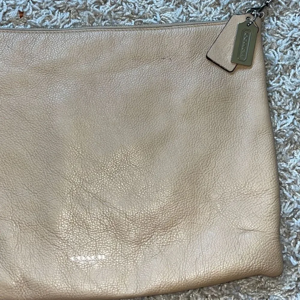 Bleecker beige leather cross body bag by COACH